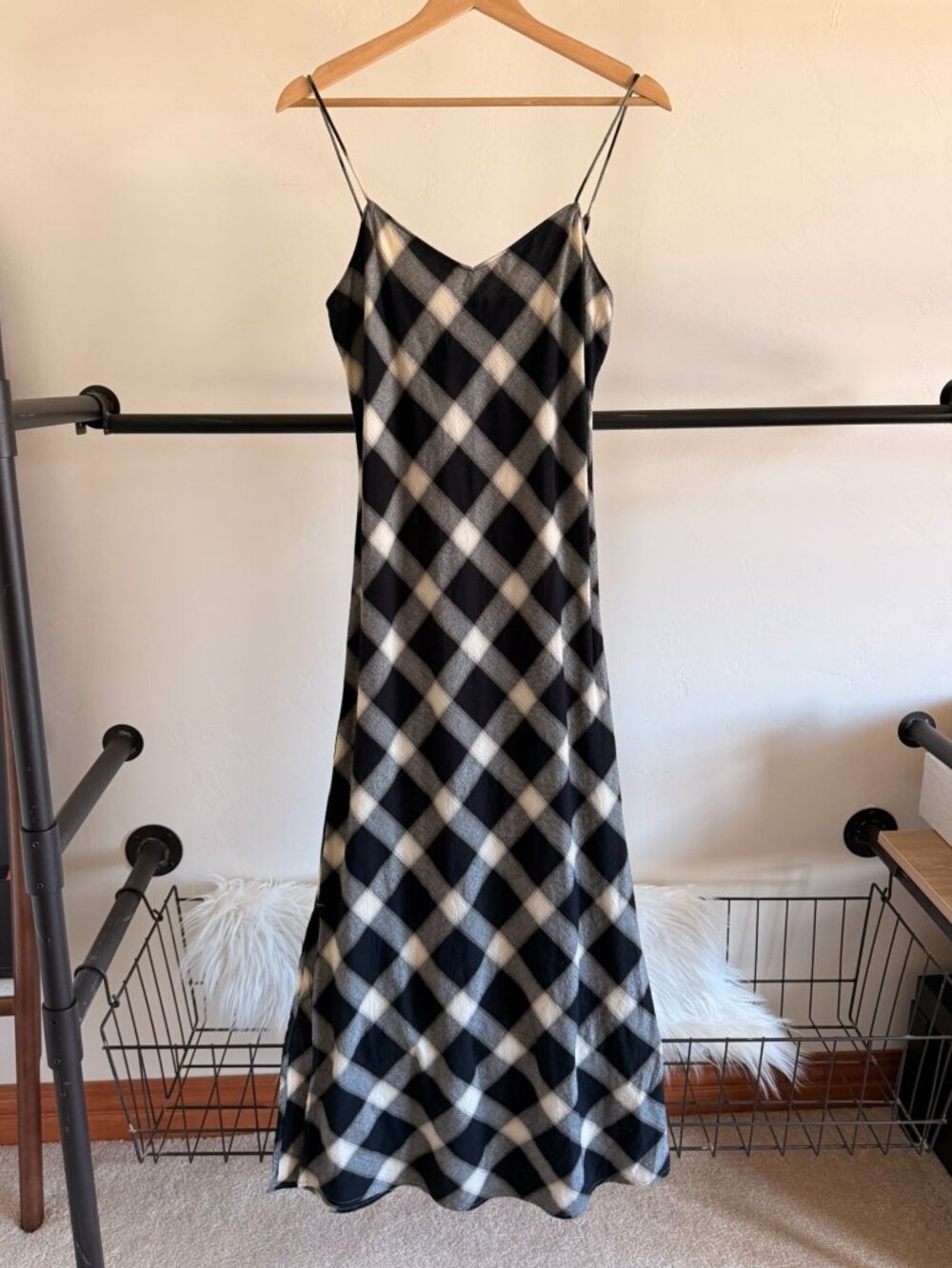 NWT Pistola Mari Black & White Multi Plaid Midi Slip Dress S - Picture 7 of 13